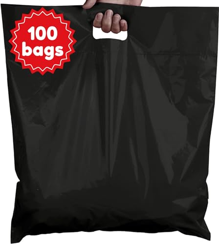 Camtoms Plastic Shopping Bags for Small Business | 16x18 Extra Large Merchandise | Boutique | Big Retail With Handles | Bolsas de Plastico para Negocio