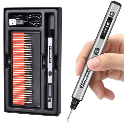 AM ARROWMAX Mini Engraving Pen: Ultimate Cordless Portable Tool for Artists & DIYers - Engrave 50+ Surfaces - Beginner Friendly - Engraving Pen for Bead, Metal, Wood, Glass and Plastic