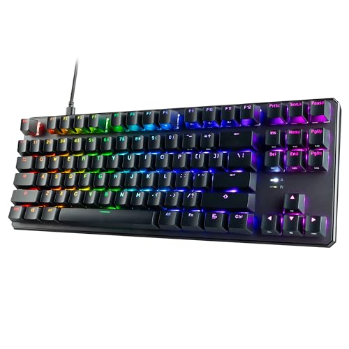 TECWARE Phantom+ 87 Key Mechanical Gaming Keyboard, RGB led, TKL 75% Keyboard, Thocky Sounding, Wraith Brown Switch