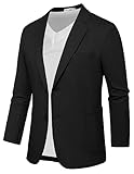 Men's Blazer Premium Stretch Classic Fit Sport Coat Business Suit Jacket for Office Carbon Black XXL