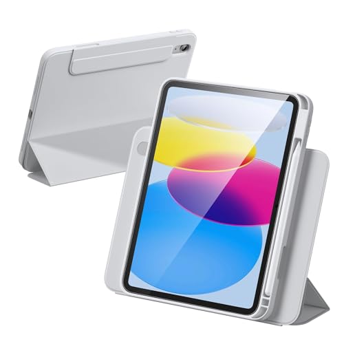 New Magnetic Detachable iPad Case for 11th Generation 11 Inch (2025) & 10th Gen 10.9" (2022), 720° Rotating Adjustable Stand Modes (Portrait/Landscape), with Pencil Holder, Auto Wake/Sleep - Grey