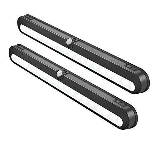 BLS T01LB LED Closet Light Super Bright 20 LED Under Cabinet Lighting Battery Powered/DC Input Wireless Motion Sensing Light, Motion & Light Sensor, Light Beam Adjustable, Black(2 Pack)