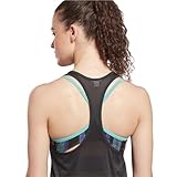 Reebok Women's Standard Workout Ready Mesh Back Tank, Night Black/Small White Vector Logo