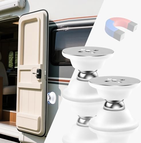 RV Magnetic Door Catch - Easy to Install Rv Door Holder, for Camper, Trailer, Door Holder to Keep Door Open, Strong Magnetic(2 pcs) (White)