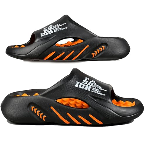 Orthopedic Massage Slippers, Massage Shoe, Orthoslipper Massage Original Massage Flip Flop Couple Non-slip Cool Slides (Black, Adult, Men, 10, Numeric Range, US Footwear Size System, 10.5, Medium)
