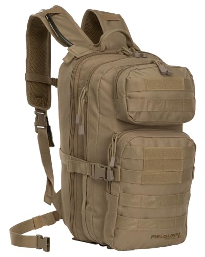 Fieldline Surge Tactical Hydration Pack Military Backpack With MOLLE System | Survival Bug Out Bag | 22L Storage Capacity + 3L Reservoir (Digital Sand) (Coyote)