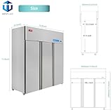 WESTLAKE Commercial Freezer 72"W 3 Door 3 Section Stainless Steel Reach-in Fan Cooling 54 Cu.ft Freezer for Restaurant, Bar, Shop, etc