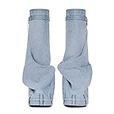 MissHeel Padlock Boots for Women Kne High Shark Boots Wide Calf Wedge Fold Over Platform Boots Size 11