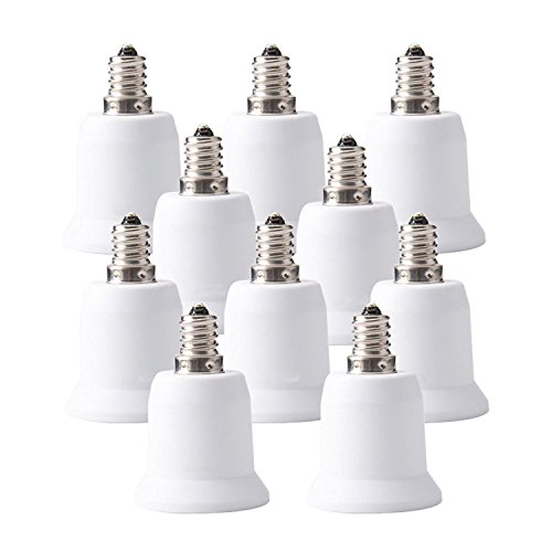 Superdream E14 to E26/E27 Adapter - Chandelier Socket (E14) to Medium Socket (E26/E27) Converter, Max Wattage 1000W, 200℃ Heat Resistant, No Fire Hazard (10-Pack)