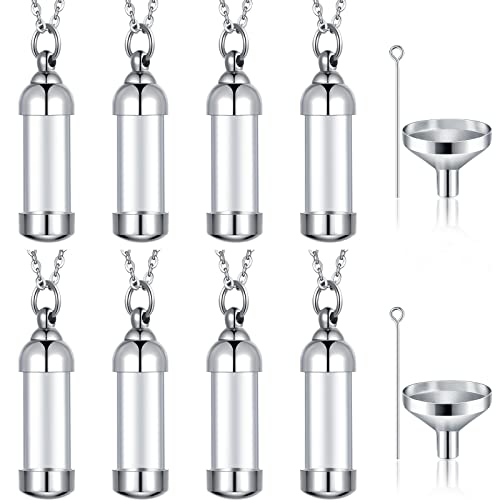 MTLEE Vial Necklace Glass Vial Pendant Stainless Steel Glass Container Necklace Openable Memorial Keepsake Cremation Ashes Holder (12 Pieces)