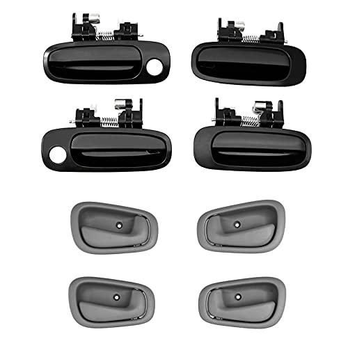 Door Handle Set, Compatible With 1998-2002 Toyota Corolla Chevy Prizm, Interior & Exterior Front & Rear Left Driver & Right Passenger Side, Pack of 8 Replaces# 6922002030 6920602050 77563 80424 77567