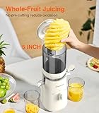 Cold Press Juicer, Updated Masticating Juicer Machines with 5" Feeding Chute Fit Whole Fruits &Vegetables, 99.6% Juice Purity, Streamlined Parts Easier to Clean/1.5L Capacity/2 Cups Included