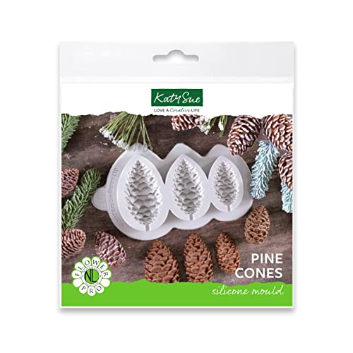 Flower Pro Pine Cones Silicone Mold For Christmas Cake Decorating & Holiday Clay Crafts by Katy Sue Molds & Flower Pro Molds. Makes 3 Sizes of Pine Cone For Use with Sugar Paste & Air Dry Clay