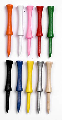 Golf Tees Etc 3 1/4" Step Down Wood Golf Tees/Step Up/Castle/Pack of 100 (Assorted)