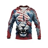 URVIP Unisex 3D Printed Novelty US-Flag Animal Hoodie Adult Two Pieces Tracksuits Sweatshirts Joggers Sweatpants Set Lion-01 L