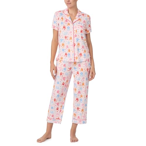 kate spade new york Women's Cropped Pant PJ Set, Colorful Poodles