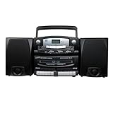 Supersonic Black Edition Vintage Bluetooth Stereo System Home Music Audio System,CD/MP3 Player,AM/FM Radio,Dual Cassette Player/Rec USB inputs,Detachable Speakers,AC/DC,(Remote Included)Matte Black