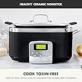 GreenPan Elite 8 - in -1 Programmable 6QT Electric Slow Cooker, Dishwasher Safe Lid & Removable Crock, PFAS-Free Healthy Ceramic Nonstick Multi-Cooker, Sear, Sauté/Brown, Steam Basket, Roast, Black