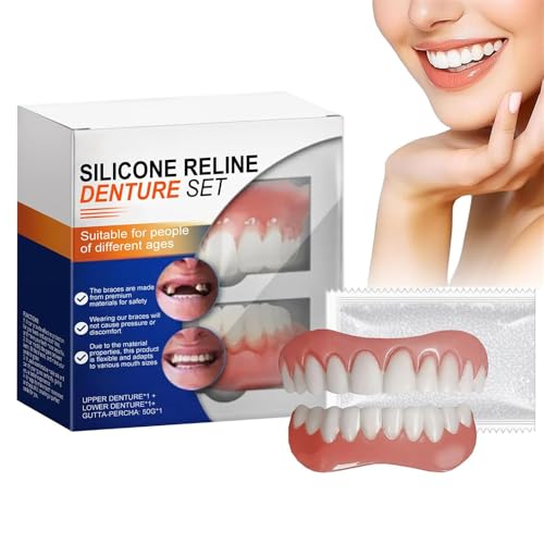 Premium Silicone Denture Reline Kit - Soft Reline Set for Secure Upper/Lower Dentures - All-Day Comfort for Men & Women