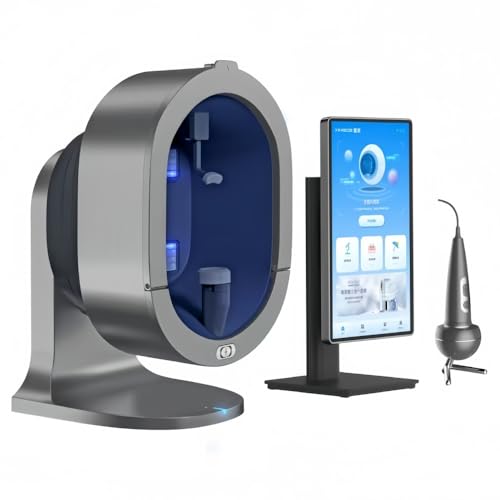 AI Skin Analyzer Device for Face & Scalp – Multi-Light Detection for Acne, Aging, Pigmentation, Sensitivity, UV & Microflora Analysis, Sleep & Weight Reports, Gray, Home & Professional Use (Grey)