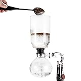 Yama Glass Tabletop Siphon Coffee Maker I Syphon Brewer with Vacuum Technology I Hand Blown Durable Borosilicate Glass for Cleanest Brew I Alcohol Burner I Makes 5 Cups (15-20oz) I, 20-Ounce, Clear