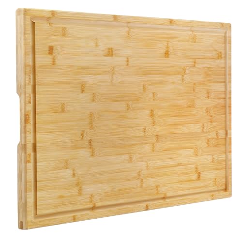 Utoplike Extra Large Cutting Board for kitchen, 30 x 20 Inch Bamboo Chopping Boards, Wood Stove Top Cover, Over the Sink Butcher Block with Juice Groove for Turkey, Meat, Vegetables, BBQ, 1"Th