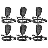 SAMCOM Speaker Mic for Two Way Radio,2 Pin Walkie Talkies Shoulder Mic, Handheld Walkie Talkie Microphone for Most 2 Way Radio, 2 Pin K Type Radio Mic with PTT (6 Pack)