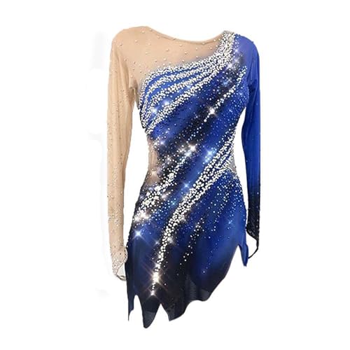LIUHUO Figure Skating Apparel Girls Women Competition Dress Performance Wear Teens Training Dancewear Salsa Blue Girls
