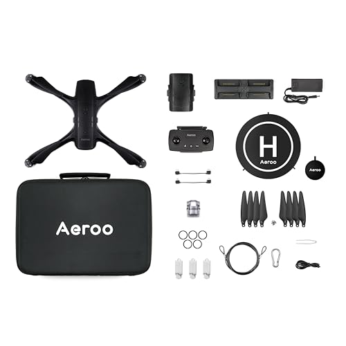 Aeroo Pro Combo Drone, 4K Camera, 45 Min Flight Time, 2.2 lbs Payload Capacity, 6 Mile Range, Black