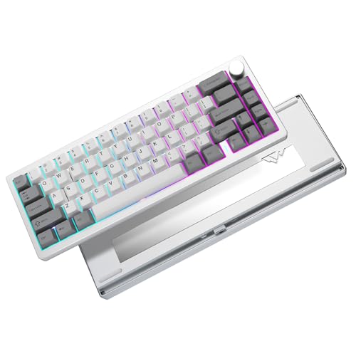 YUNZII AL68 Wireless Mechanical Keyboard,Full Aluminum CNC,60% Layout with Knob, QMK/VIA Software,Gasket Mounted,Hot Swappable,RGB Backlit,BT/2.4G/USB-C for Mac/Win (Silver, Gateron Zero)