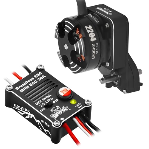 GOUPRC 2204 2400KV Brushless Outrunner Motor with Transmission & 30A Brushless Esc for SCX24 RC Crawler Axial 1/24 RC Car Truck
