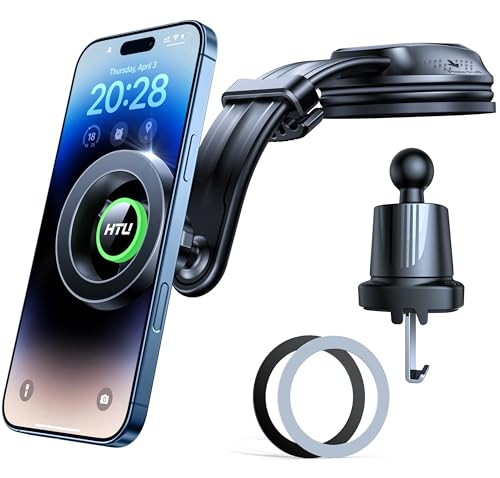 2025 Upgraded for MagSafe Car Mount【Strongest Magnet & Suction】 5-in-1 Bendable Dashboard Windshield Vent Vacuum Magnetic Phone Holder for iPhone 16 15【Patent & Safety Cert】, Non-Charging, Green