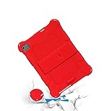 LVSHANG Tablet Case for Huawei MediaPad M5 Lite 10.1 inch,Soft and Light Silicone Shockproof Drop Protective Cover with Kickstand& Shoulder Strap Tablet Case Cover (Color : Red)