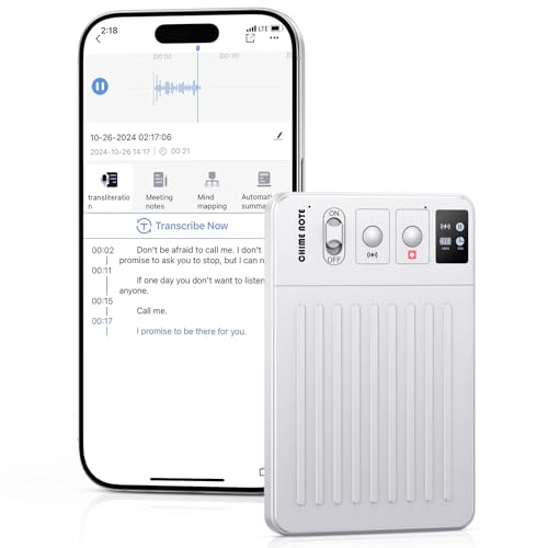 AI Voice Recorder, Digital Voice Recorder App Control, Transcribe & Summarize & Translation Empowered by ChatGPT, Wireless Charging, 107 Languages, 64GB Memory (White)