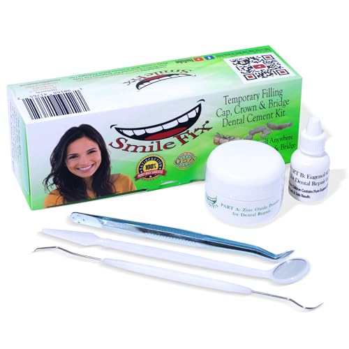 SmileFix Filling, Cap, Crown & Bridge Dental Repair Kit - Sturdy Zinc Oxide & Eugenol Oil Cement - Temporary Teeth Fix - Glue for Crowns & Bridges - Tooth Repairs - Smile Confidently