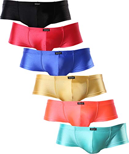 iKingsky Men's Cheeky Thong Underwear Sexy Mini Cheek Boxer Briefs (Medium, 6 Pack)