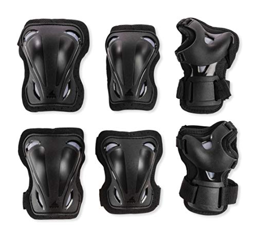Rollerblade Skate Gear 3 Pack Protective Gear, Knee Pads, Elbow Pads and Wrist Guards, Inline Skating, Multi Sport Protection, Unisex, Black, M