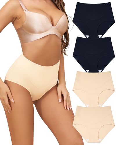 LEVAO Women Tummy Control Panties High Waist Seamless Underwear Full Coverage Brief No Show Postpartum Panties S-XXL