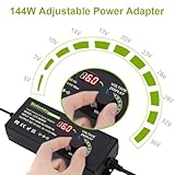 3V~36V 4A 144W Universal Power Supply 3V 5V 6V 9V 12V 15V 18V 20V 24V 30V 36V Adjustable Variable Switching AC/DC Adapter, 100V-240V AC to DC Converter with 14 Tips & Polarity Converter & Test Lead