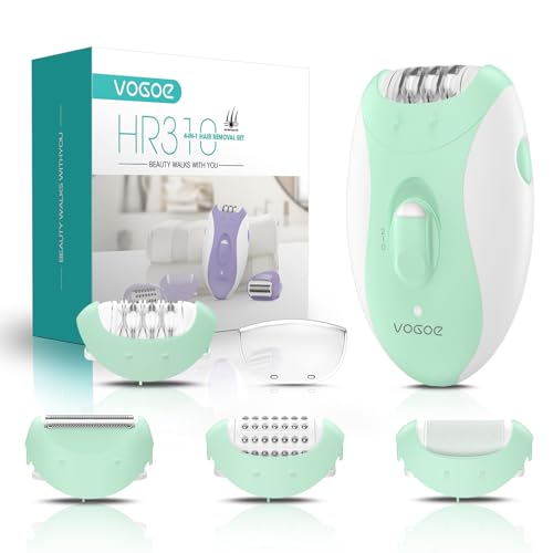 VOGOE Epilator for Women-Cordless Epilators Hair Removal for Women, 4-in-1 Electric Razor Hair Remover, 2 Speeds & 21 Tweezers for Face Legs Arms Armpit Bikini, Green HR310