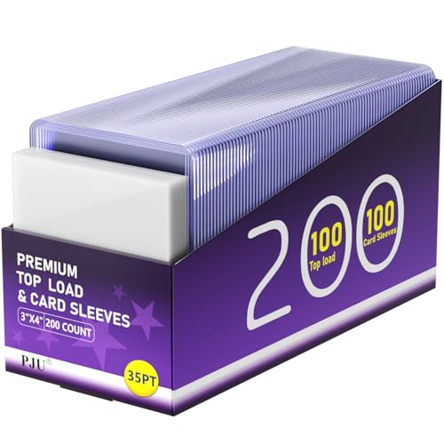 200 Card Sleeves Top Loaders for Cards, Toploaders Premium Baseball Card Sleeve Hard Plastic, 3" x 4" Trading Cards Holder, Sports Protectors(100 Toploaders + 100 Penny Sleeves)