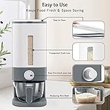 Lenwi 25 Lbs Rice Dispenser, Large Cereal Dry Food Storage Containers with Measuring Cup,BPA-Free Household for Kitchen Pantry Organization-Grey