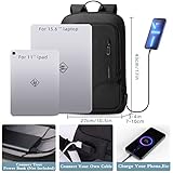 hk Backpack for Men Business Slim Backpack with USB Charger Computer Lightweight Anti-theft Travel Backpacks 15.6 inch Water Resistant Laptop Bag for Work Office College-Black