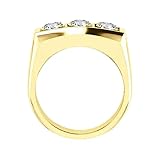 MOLICACI 14K Gold 1.5 Cttw Lab Grown Diamond Ring for Men 10K/14K/18K Real Gold 3-stone Lab Grown Diamond Ring Engagement Ring for Men Mens Ring for Engagement Fathers Day Wedding Size 4-16