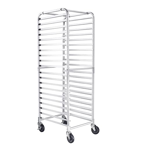 HARDURA 20 Tier Bun Pan Rack, Bakery Rack with Casters, NSF Home Commercial Kitchen, Aluminum Storage Cooling Sheet Pan Rack,20"x26"x69"H