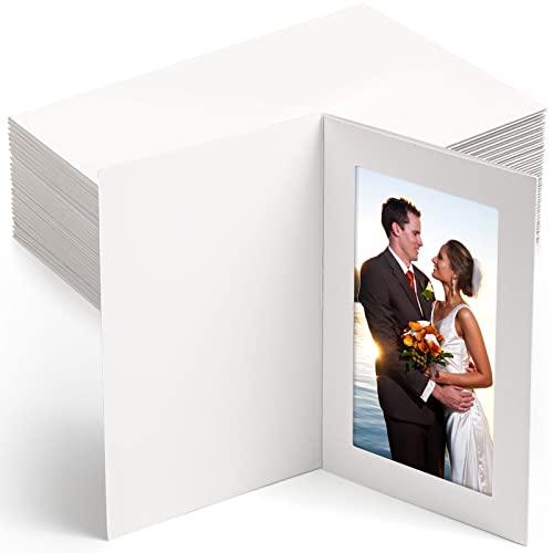 150 Pack Photo Folders Cardboard Picture Frame Photo Frame Note Cards Cardboard Folders Paper Greeting Cards Inserts for Portraits Christmas Wedding Graduation(4 x 6 Inch,White)