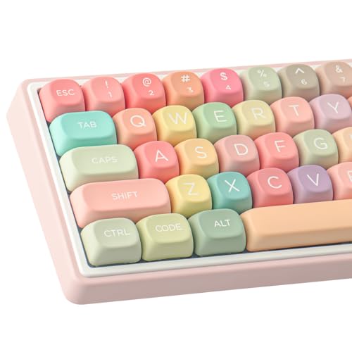 TYRIXKI PBT Keycaps 126 Keys MOA Profile Cute Keycaps Dye-Sublimation Rainbow Candy Keycaps Set Custom Keycaps for Cherry Gateron MX Swithes Mechanical Keyboards