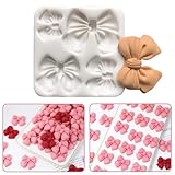 Fondant Bow Molds, 2 Pcs Mini Bow Silicone Fondant Molds Bow Molds for Chocolate Cartoon Bow Silicone Mold for Cupcake Cake Candy Chocolate Pudding Decoration