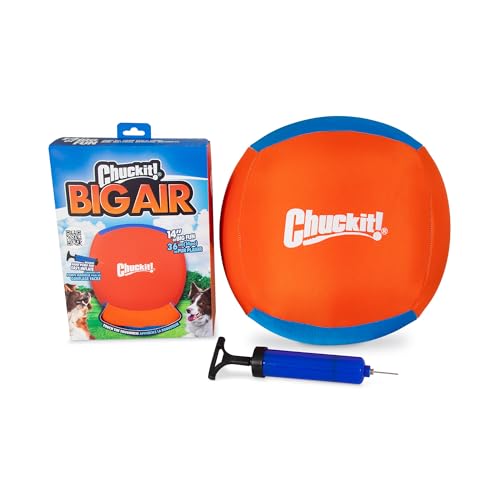 Chuckit! Big Air Fetch Ball Dog Toy (14 Inch) Herding Instincts Dog Toy, for Interactive, Non-Chewing Activities, for All Breeds, Inflating Pump Included