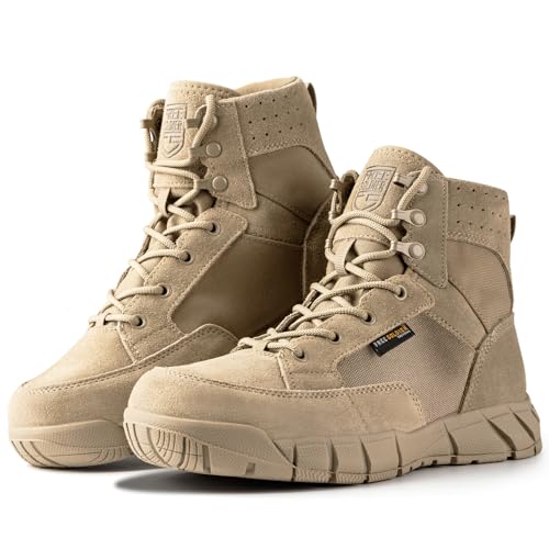 FREE SOLDIER Waterproof Hiking Work Boots Men's Tactical Boots 6 Inches Lightweight Military Boots Breathable Desert Boots(Tan 10)